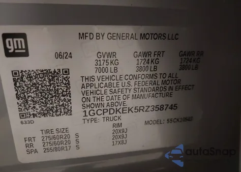 2024 Chevrolet Silverado 1500 4Wd Short Bed Lt With 2Fl from USA, damaged, VIN 1GCPDKEK5RZ358745